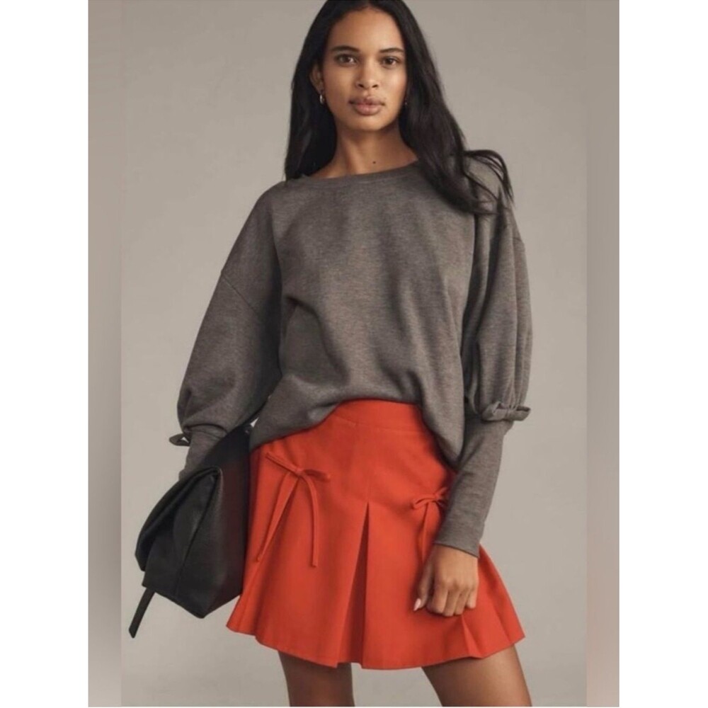 Anthropologie Maeve Puff Sleeve Sweatshirt Gray Balloon Sleeve Pullover S